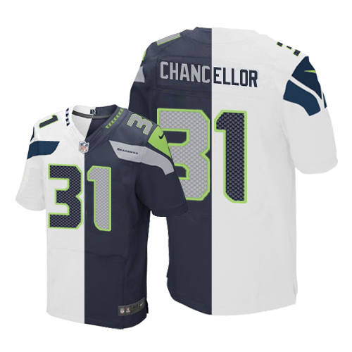 Men's Elite Kam Chancellor Nike Jersey Navy/White - #31 Split Fashion NFL Seattle Seahawks